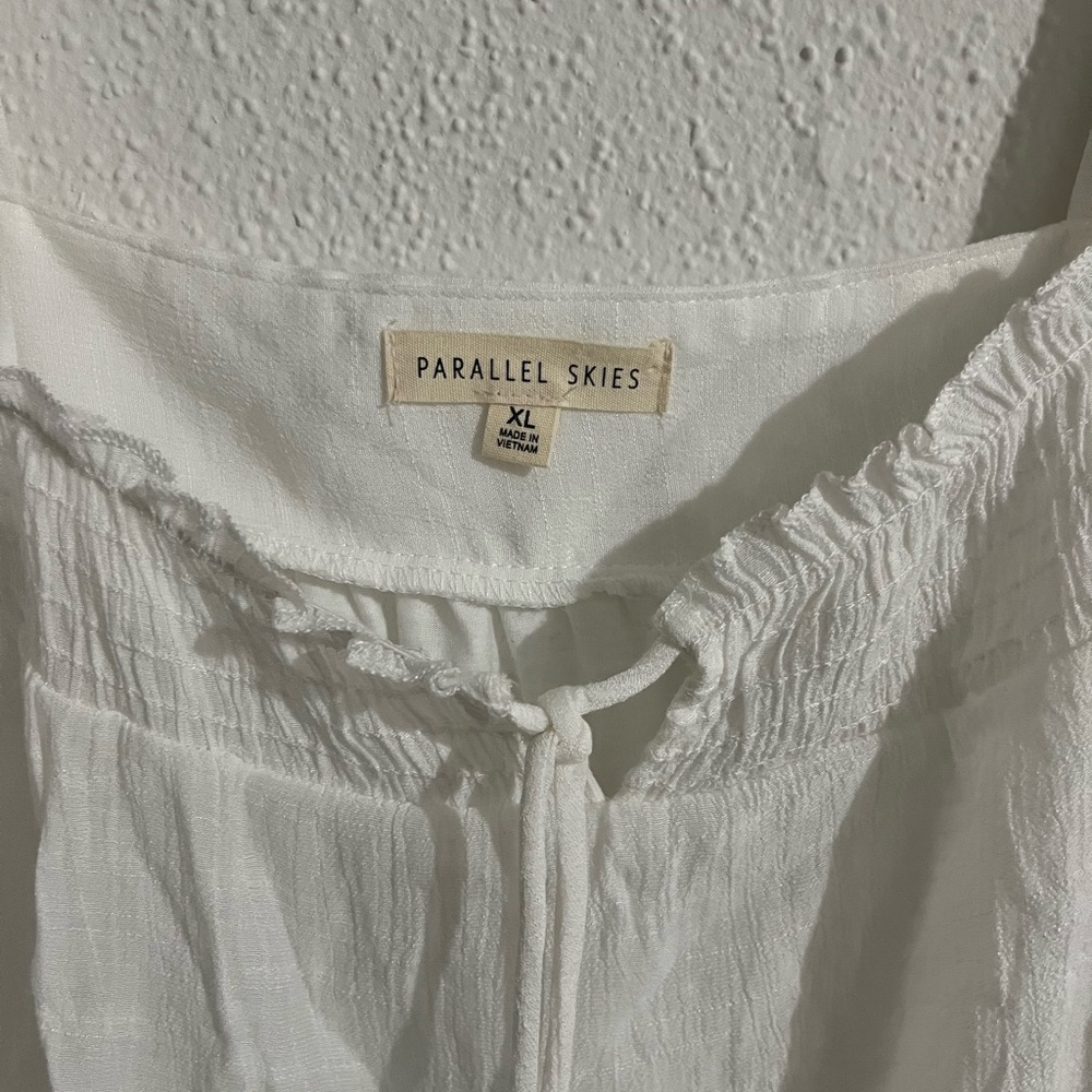 Parallel Threads White Peasant Blouse With Blue E… - image 3